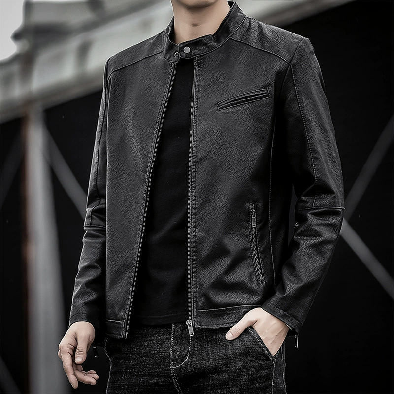 Осенне-Зимняя Новая повседневная мужская кожаная куртка в Корейском стиле, Модная приталенная Молодежная куртка из искусственной кожи, мужская куртка для волос