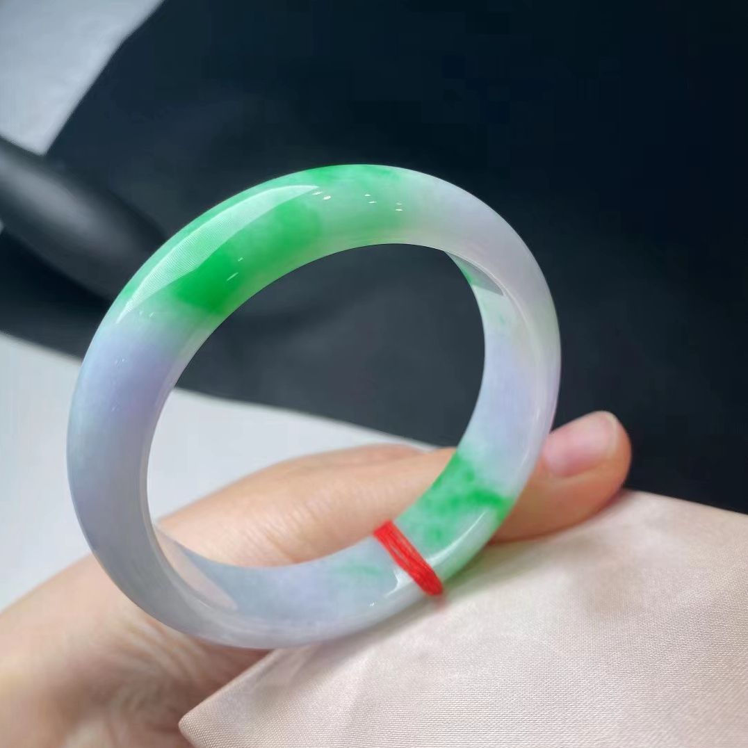 冰种翡翠手镯 老坑正圈精品玉手镯玉石A货翡翠缅甸玉手镯子送证书