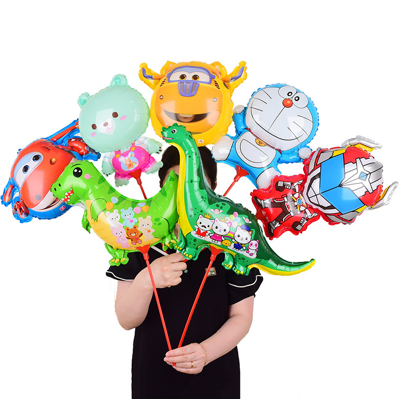 批发地推冰雪公主恐龙小雏菊手持托杆儿童生日活动聚会铝膜气球