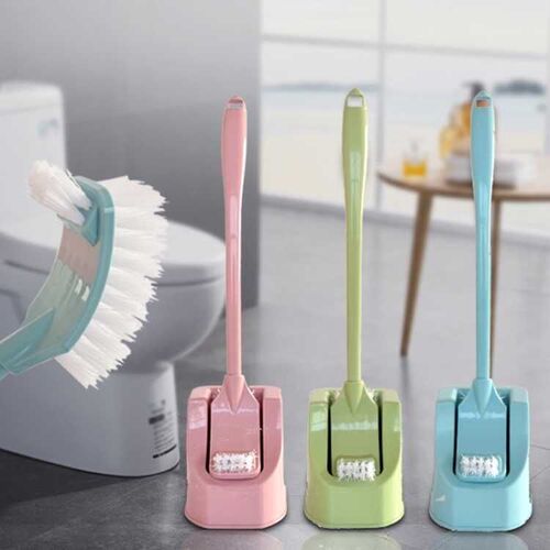 Double-sided toilet brush with base set household toilet brush bathroom creative long handle no dead corner cleaning brush