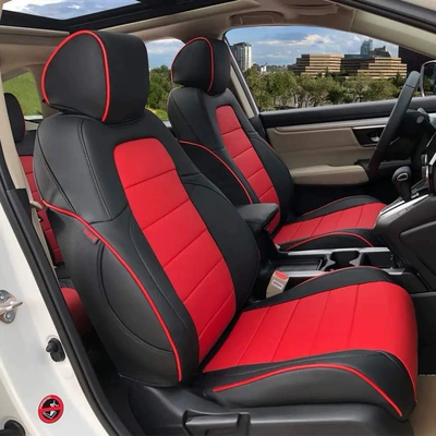 Seat Covers for All Seasons, Fully, Modelə uyğun (Original) oturacaq örtükləri - black-and-red-original-car-texture-five-seats-nappa-leather-full-surround-of-front-and-rear-rows