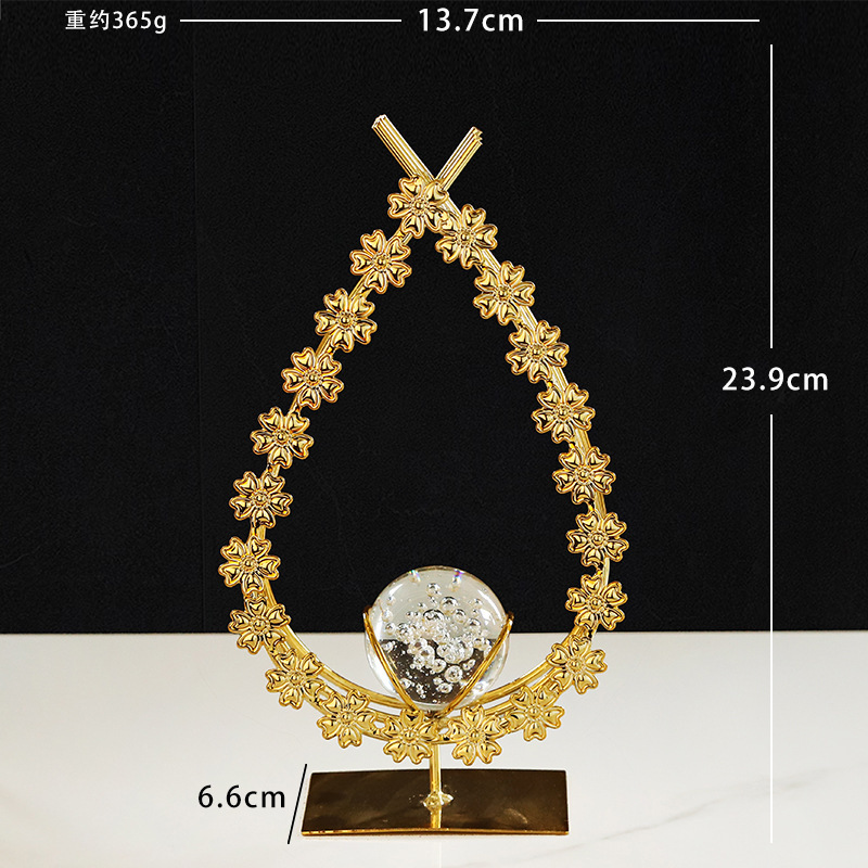 Líneas creativas de metal cristal bola decoración de nicho de alta calidad sala de estar dormitorio oficina decoración de escritorio