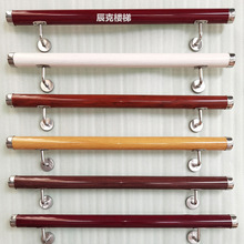 楼梯玻璃扶手实木生态木家用靠墙栏杆马蹄异形护栏扁铁高分子PVC