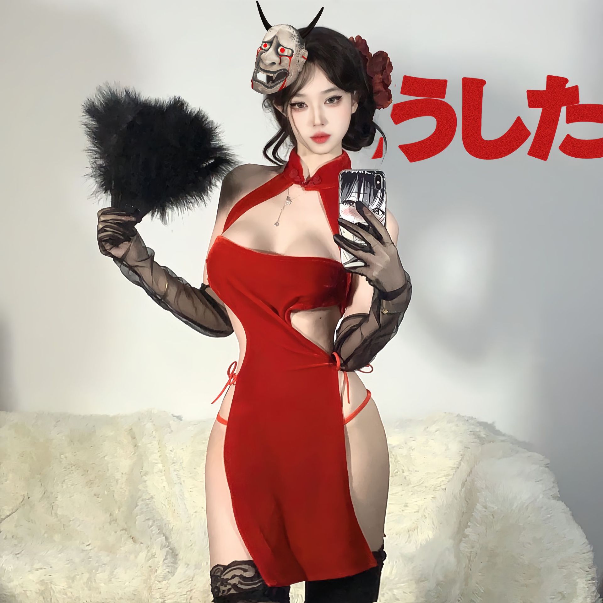 Gui Yun New Year outfit sexy underwear antique velvet cheongsam uniform temptation split pajamas war robe wholesale