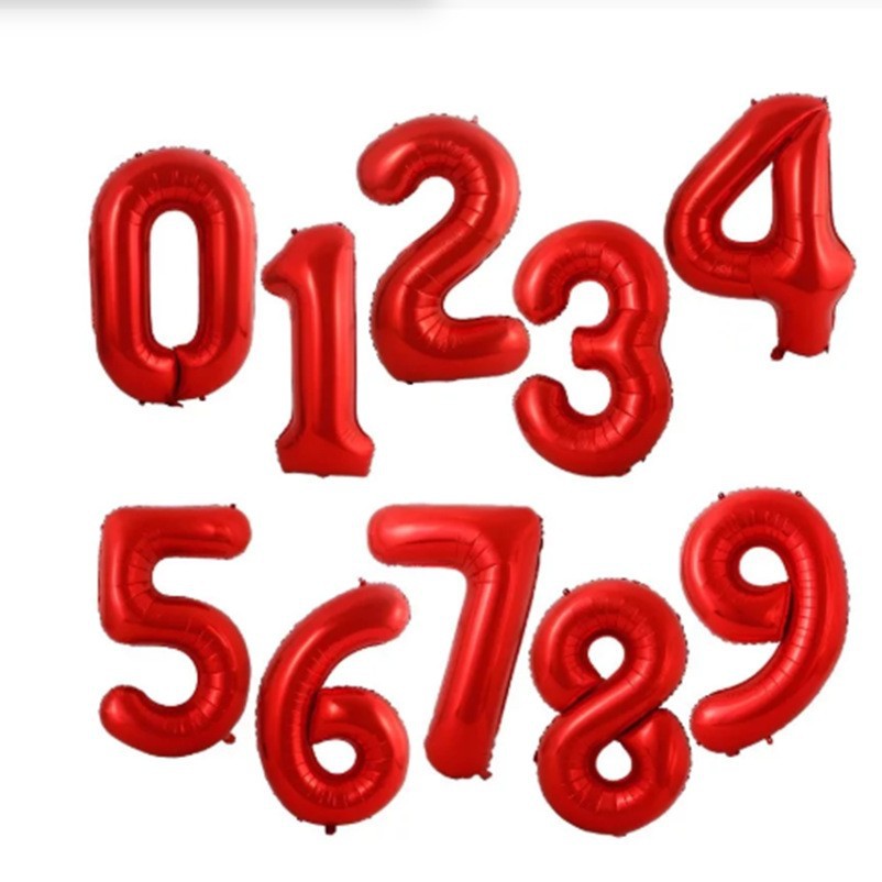 Globo de aluminio rojo del helio de los niños, globo del número del papel de aluminio de 32 pulgadas, de 0 a 9 pulgadas, compromiso image 7
