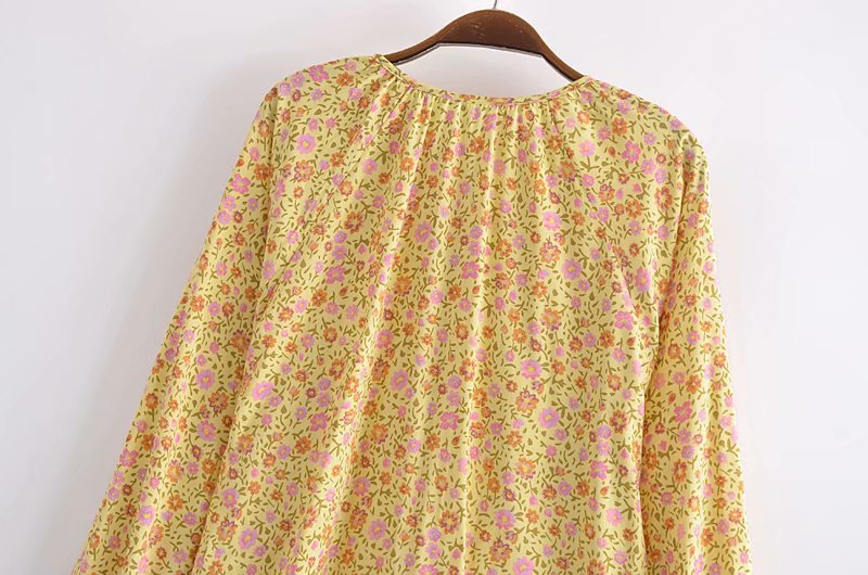 spring cotton water printing long-sleeved tassel loose shirt NSAM55781