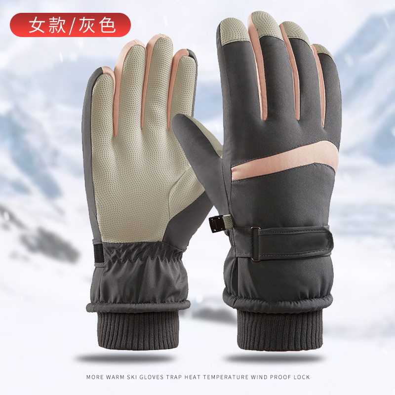 Guantes de esquí hombres y mujeres pareja de otoño e invierno al aire libre forro polar engrosado a prueba de frío pantalla táctil guantes calientes