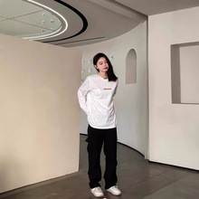 白色纯棉长袖t恤女上衣2024年新款秋冬打底衫内搭小衫宽松减龄潮