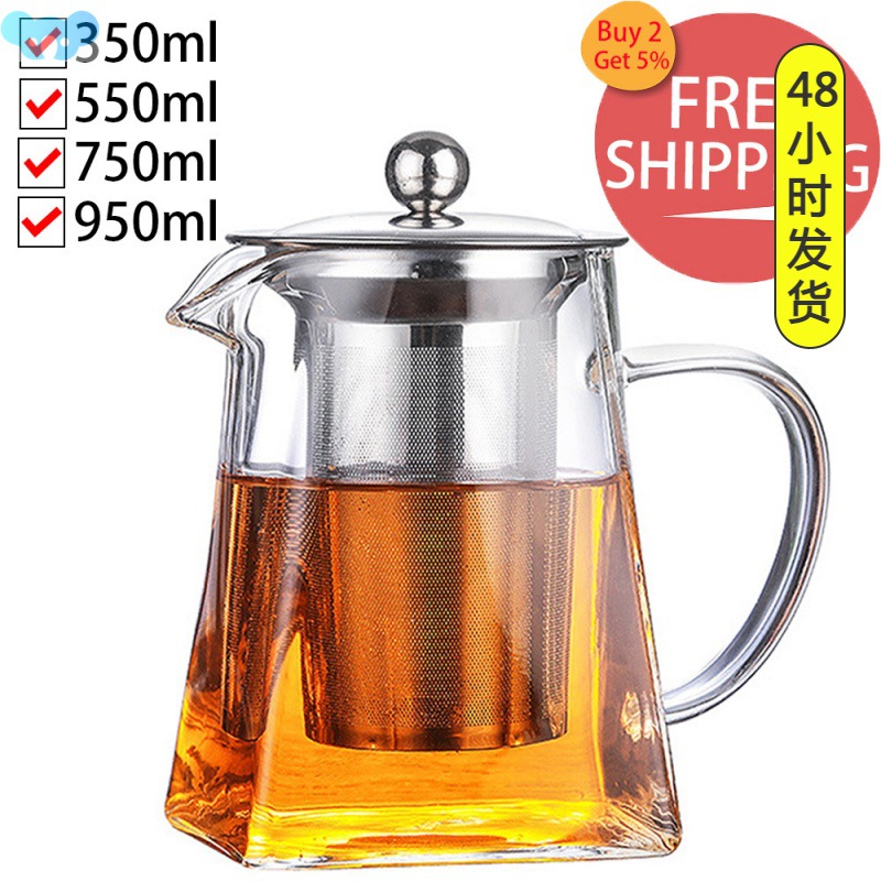 [Teapot With Infuser Stainless Steel Tea Filter Flower Tea ]