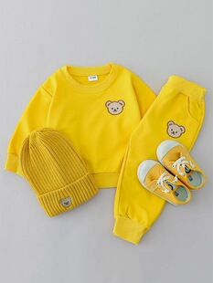 I 67718 Baby Bear Print Hoodie Set ͯ�b�l�����b �W���羳