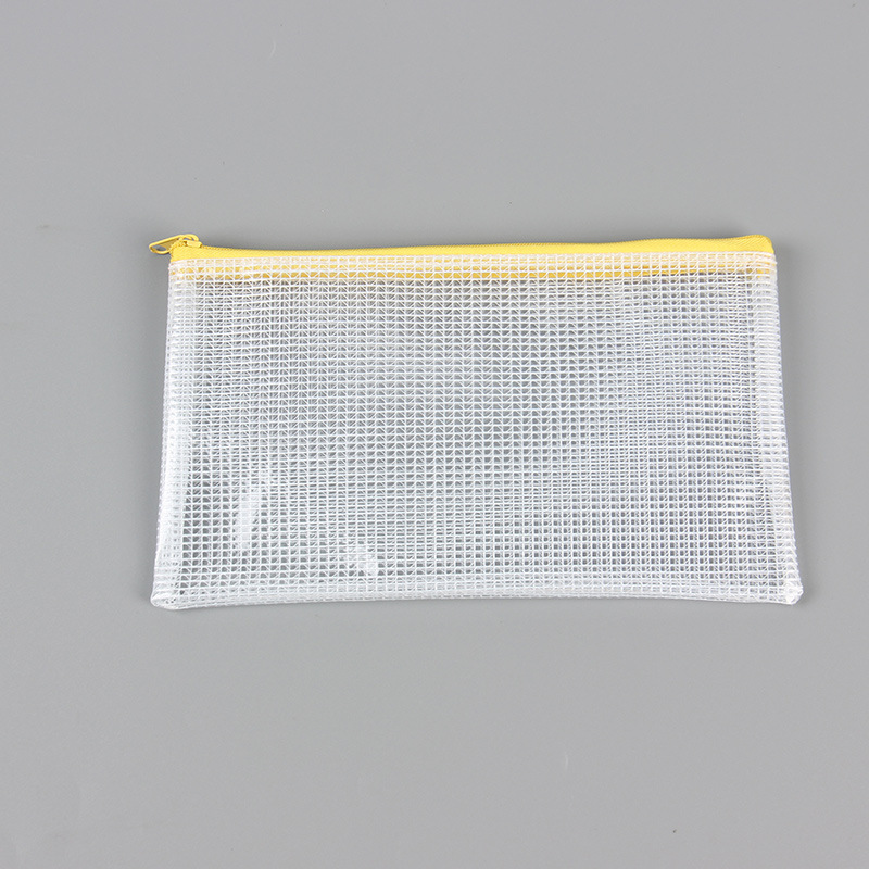 Bolsa de archivo de tela de malla de PVC japonés cremallera caja de lápiz transparente bolsa de almacenamiento bolsa personalizable LOGO