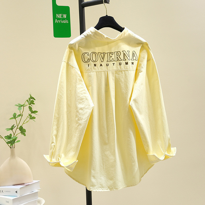 女性用の夏の薄い高品質コットンシャツ、ファッショナブルな刺繍入りのゆったりとした多用途の女性用のアウターウェア用のミドル丈の新しいシャツ|undefined