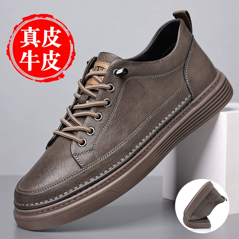 Мужская обувь 2023 Новая модная обувь Осенне-зимняя мужская повседневная обувь Дышащие кроссовки Британская кожаная обувь Универсальная обувь на мягкой подошве для мужчин