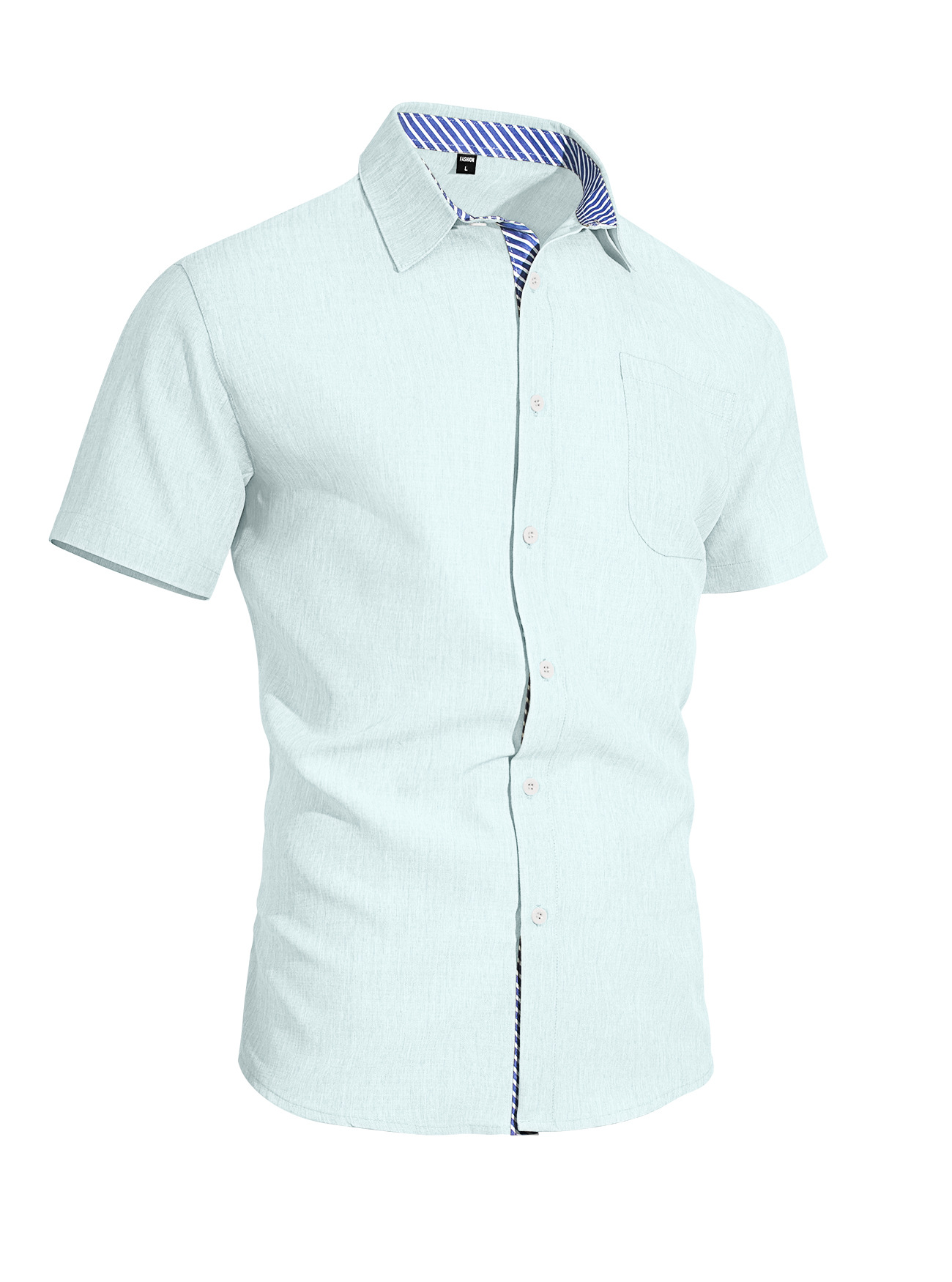 Transfronterizo Amazon verano nuevo hombre botón de solapa bolsillo camisa de manga corta camisa casual americana