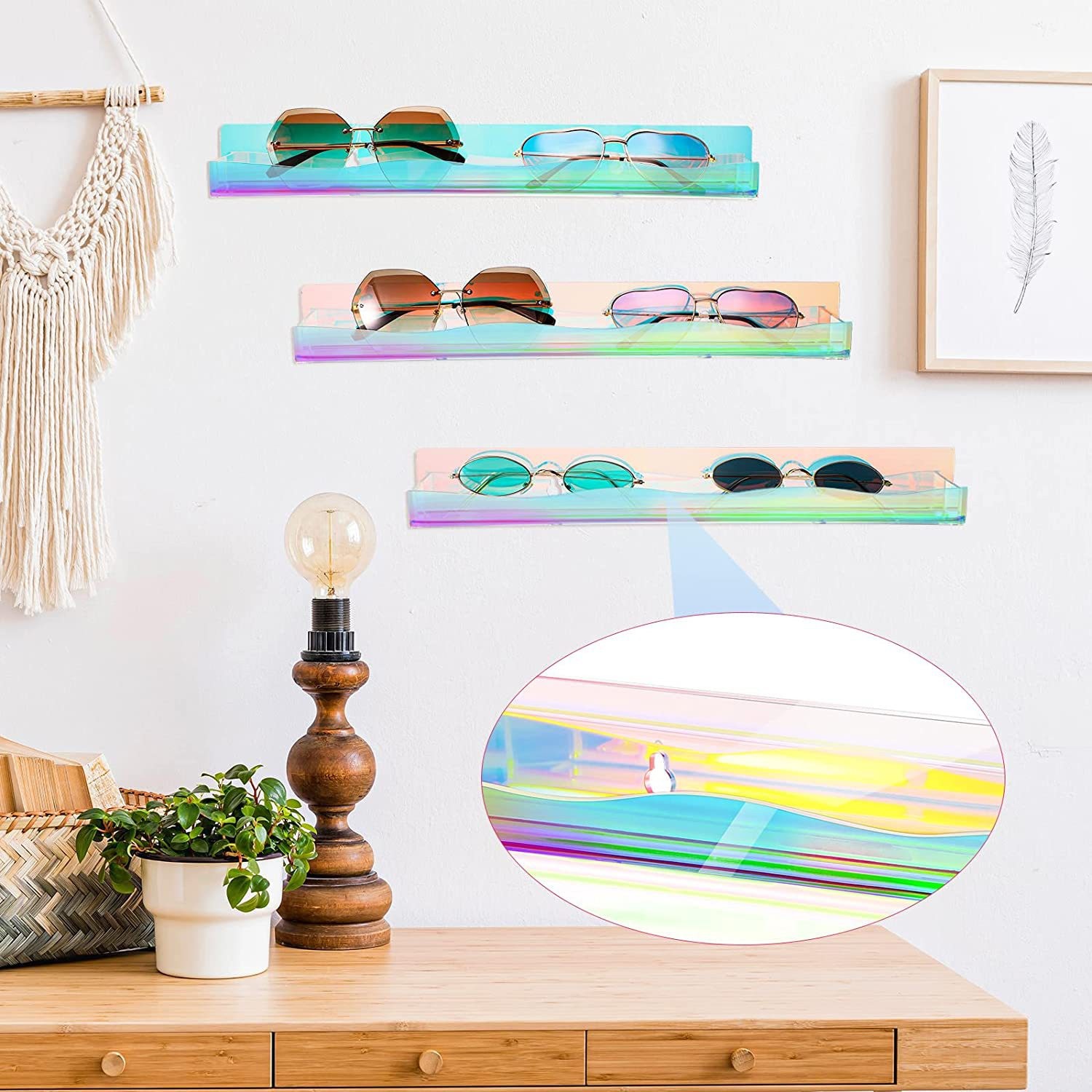 Colorful acrylic shelves wall storage rack display rack acrylic bookshelf wall hanging rack wall storage rack