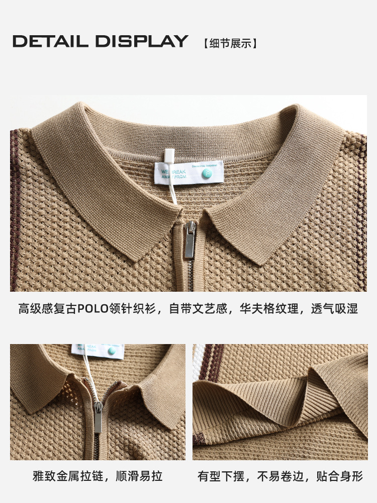 2026 verano nuevo hombre hielo camiseta de punto polo de manga corta estriada ligera de negocios camiseta de alto nivel hombre image 4