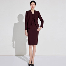 安可拉红西装连身裙两件套气质高级感时尚感气质总裁范职业装套裙