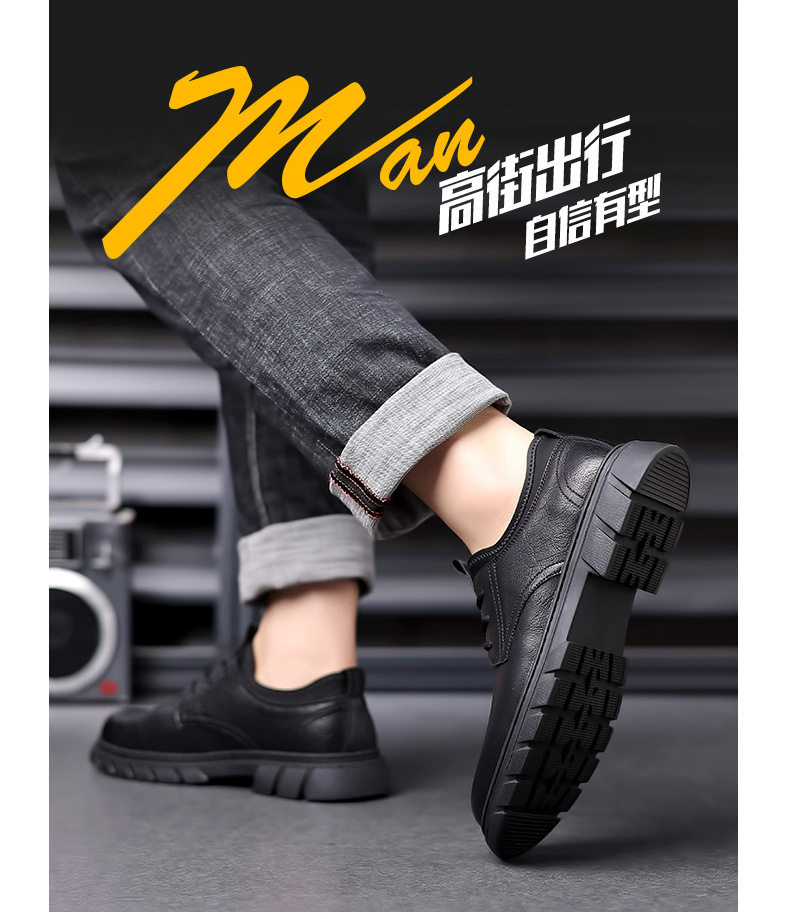 Giày da nam công sở cổ thấp đế bằng mũi tròn phong cách thường ngày — DT2391 màu nâu chi tiết 22