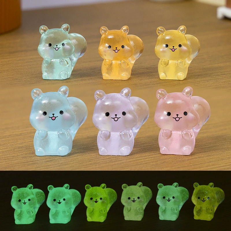 Микро-пейзаж, милая искусственная светящаяся маленькая белка, кукольный домик ручной работы, украшение для дома, поделки, маленькие украшения