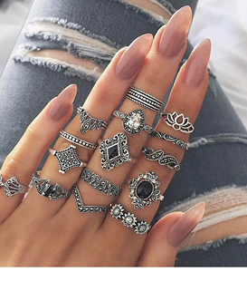 (跨境贸易) набор кольцо с камнем, Aliexpress, Amazon, 15 штук, с драгоценностью, прямые поставки с фабрики