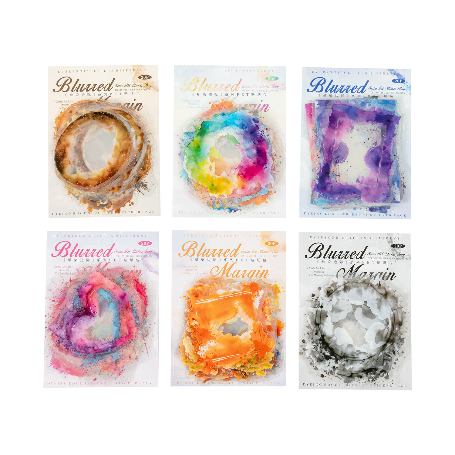 Ketchup girl acuarela floreciente borde PET pegatinas floreciente borde colorido bricolaje decoración de cuentas de mano collage