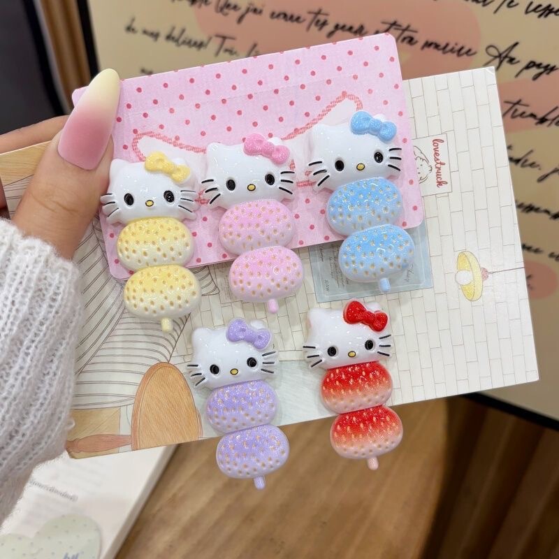 Cute Cat Kt Candy Cane Hairpin Cartoon Sweet Cute Duckbill Clip for Girls' Side Hair Accessory Cute Cat Kt Candy Cane Hairpin Cartoon Sweet Cute Duckbill Clip for Girls' Side Hair Accessory