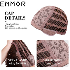 EMMOR Amazon's new gradient slightly partial everted French bangs slightly curly medium-long hair chemical fiber wig full head