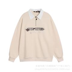 天花板品质25SS潮牌新款驴家字母绣花半拉链圆领套头卫衣男女同款