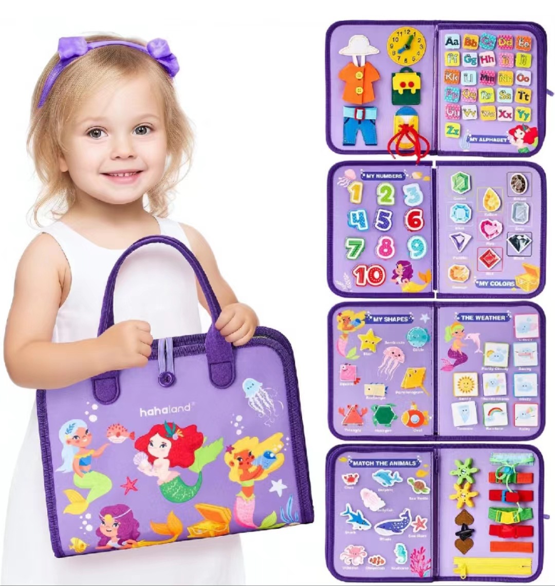Tablero de aprendizaje de fieltro para niños, juguete para niños pequeños, libro de ejercicios, capacidad de aprendizaje, tablero de vestir, rompecabezas