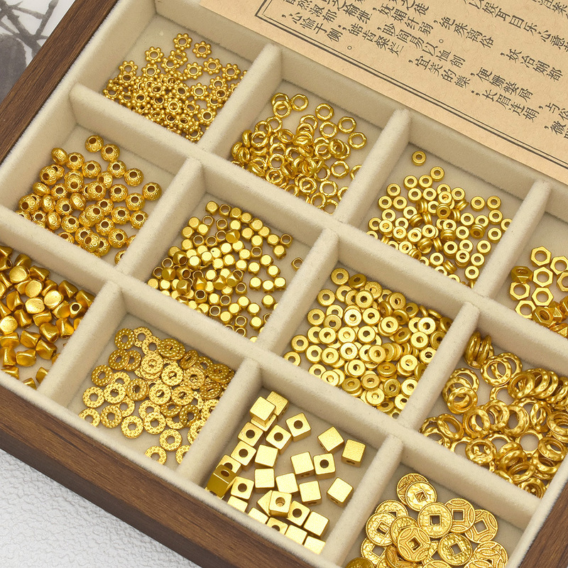 Long-Lasting Antique Gold-Plated Copper Spacer Beads and Rings for Jewelry Bracelets and Phone Chains Accessories Materials