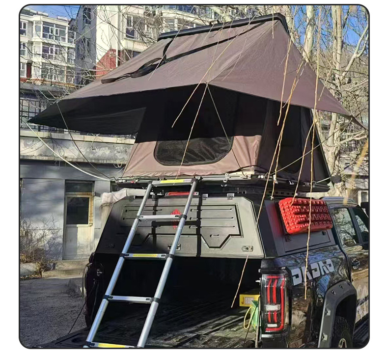 Hard-Top Alloy Car-Mounted Triangular Folding Helicopter Semi-Automatic Hydraulic Tent for Outdoor Self-Driving Camping