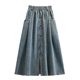 Solid Color Denim Washing Water Autumn plus size Fashion Design Sense Slight Fat Slimming Dark Denim Dress Women's Mid-length