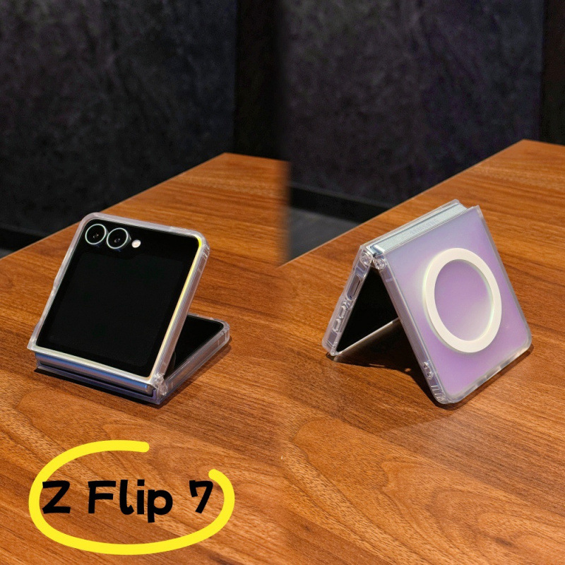 适用三星zflip7磁吸手机壳Zflip 7代折叠屏镭射渐变zflip6翻盖套