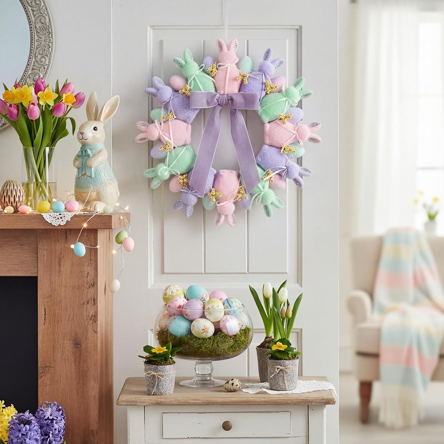 Nuevo color de Pascua plantación de huevos guirland ornamentos guirland de Pascua decoración de la puerta colgante adornos de pared
