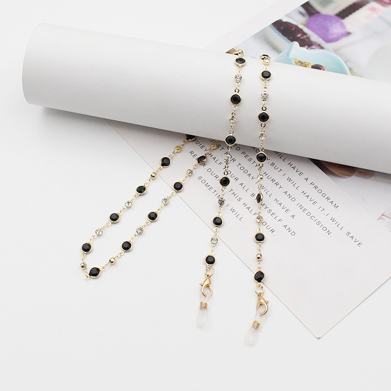 Cuerdas de alta sensación transfronteriza Amazon accesorios de joyería metálica cristal de color zircón diamante de color antideslizante colgar gafas cadena