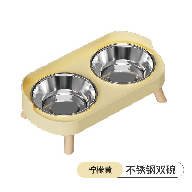 temu transfronterizo tazón de gato de cerámica doble tazón volcado para gatos alimento para mascotas de acero inoxidable tazón para perros de cuello para gatitos