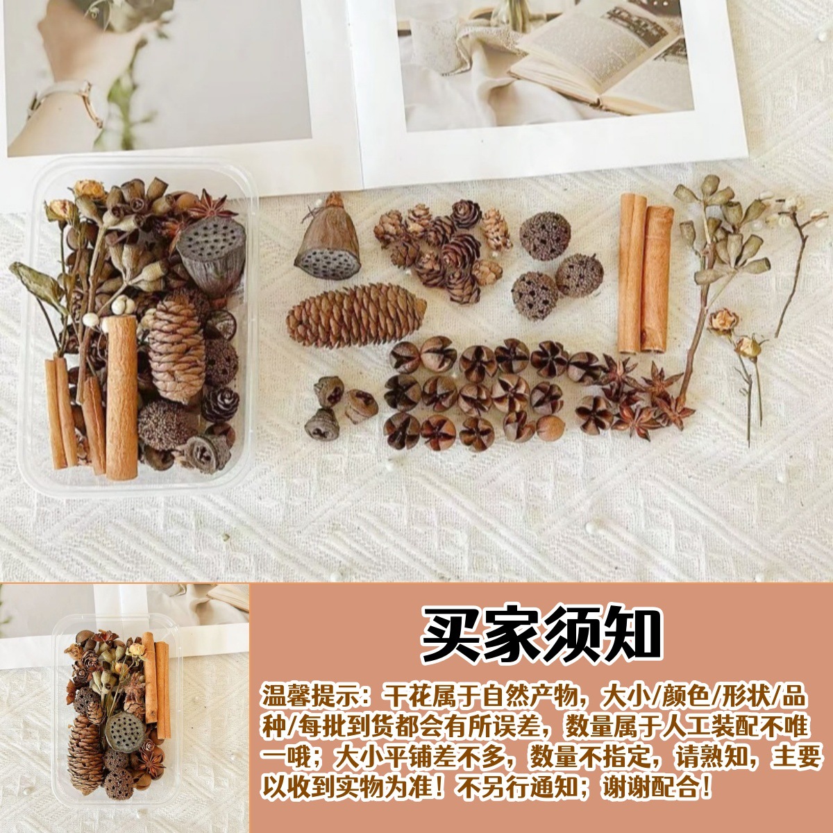 Fruitas secas flores secas DIY material paquete de plantas naturales secas al aire navidad pine canela hecha a mano in decoración adornos inmortales