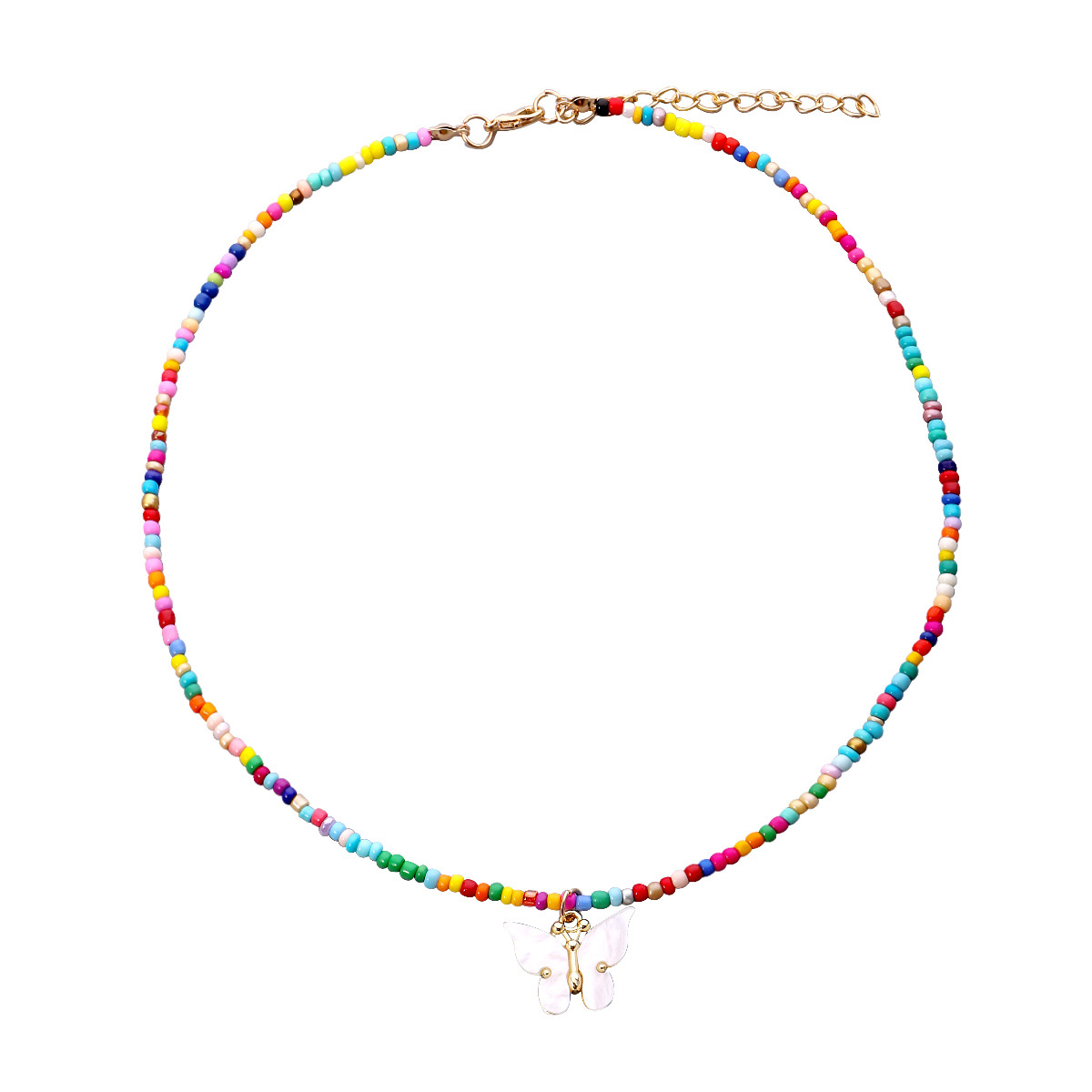 Vacation Butterfly Plastic Resin Beaded Womenu0027S Pendant Necklace 1 Piece