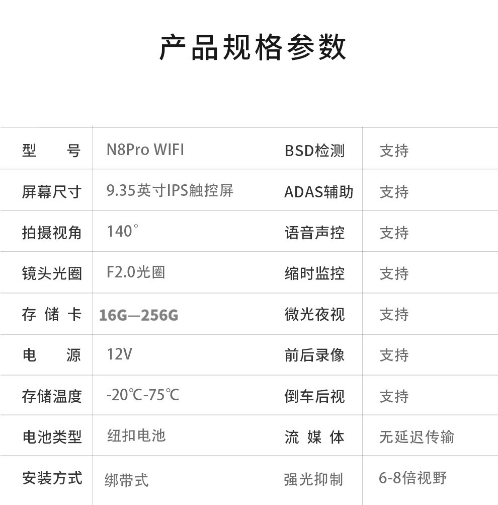 2026 New Model Dash Cam 4K High-Definition Adas+Bsd Warning Wifi Connected Dash Cam in Stock