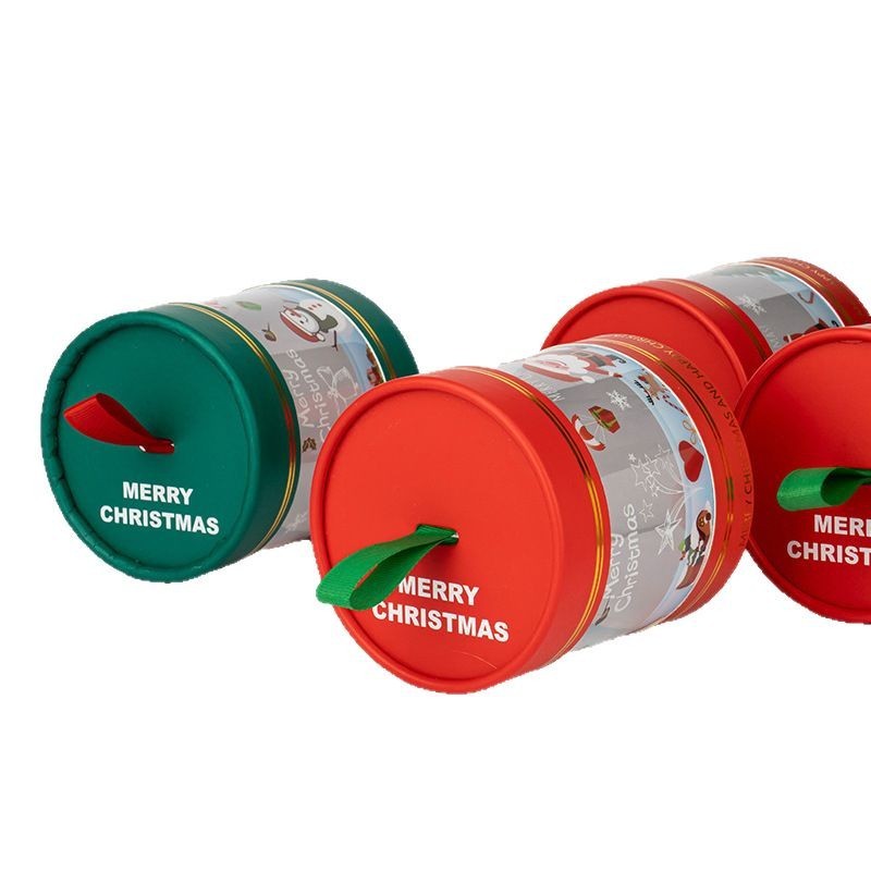 クリスマスプレゼント箱クリスマスリンゴ筒紙蓋透明円筒プレゼント包装箱キャンディー箱平安夜抱っこ桶|undefined