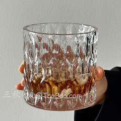 三秋Sanqレトロ軽豪華菱葉大容量グラスカップ高級感コーヒーカップウイスキーグラス