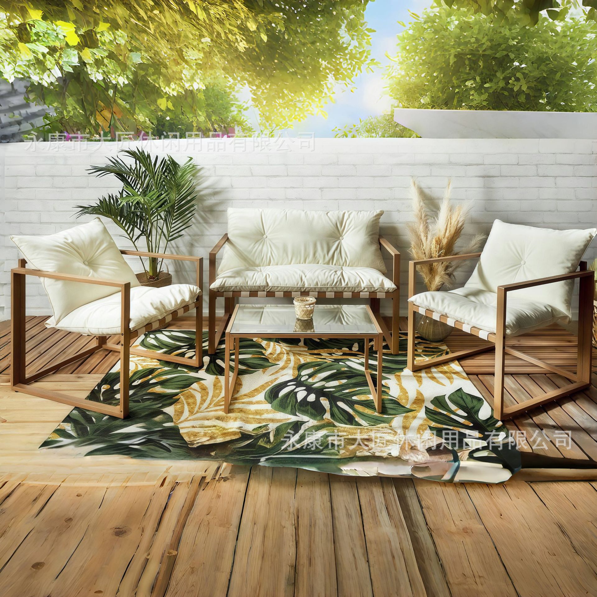 Sofá de vidrio al aire libre patio villa jardín terraza al aire libre relajación aluminio aleación sofá mesa de té muebles combinados