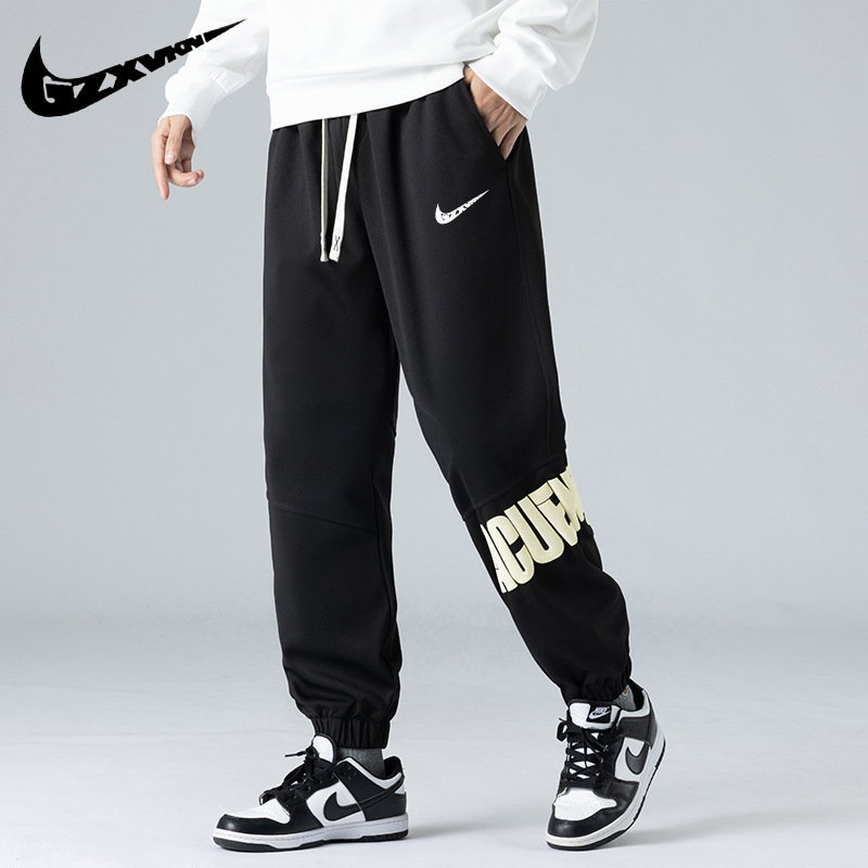 Men's American-Style Hong Kong Heavy Foam Casual Sweatpants, Autumn and Winter Trendy High Street Large Size Loose Jogger Pants
