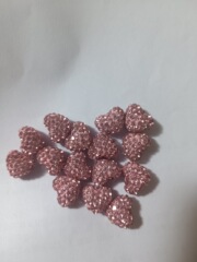 12*15mm half hole diamond Shambhala peach heart beads c321 full diamond soft clay diamond ball earrings pendant accessories