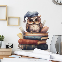 梵汐fun-f6卡通動物貓頭鷹看書兒童臥室書房牆面美化裝飾牆貼紙