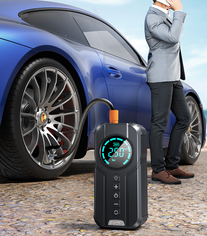 Buwei Car Air Pump Wireless Portable Electric Air Compressor for Cars High-Pressure Tire Inflator