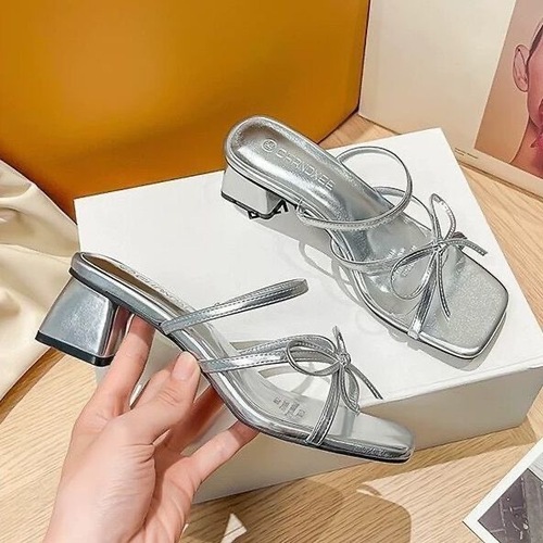 Stylish butterfly bow temperament versatile fairy shoe summer new high fashion daily elegant height increasing slimming cool slipper