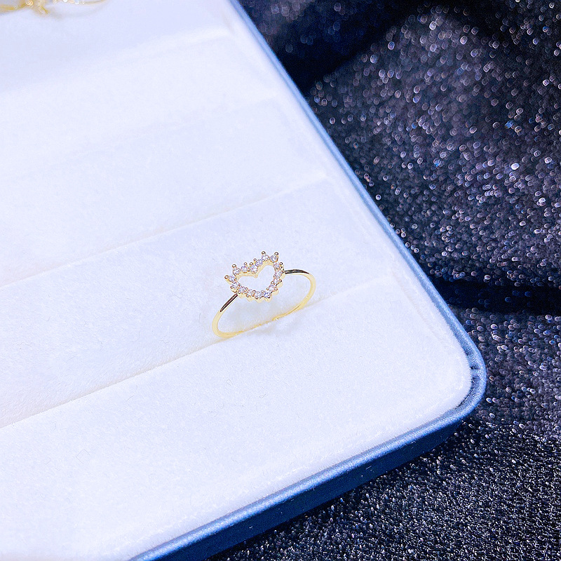 Womenu0027S Fashion Heart shape Bow Knot Airplane Copper Ring Inlaid zircon Zircon