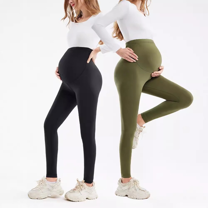 Chunyi European and American High-Elastic Close-Fitting Maternity Leggings, High-Waisted Belly-Support Slim-Fit Maternity Tights, Hip-Lifting Yoga Pants Chunyi European and American High-Elastic Close-Fitting Maternity Leggings, High-Waisted Belly-Support Slim-Fit Maternity Tights, Hip-Lifting Yoga Pants