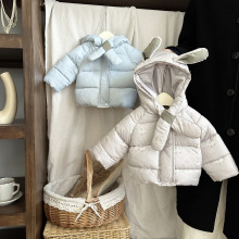 女童冬款棉服外套小女孩洋气碎花保暖棉袄宝宝时髦冬装连帽围脖潮